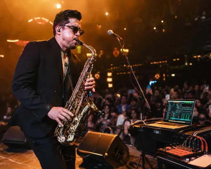 Saxofonista con pistas para bodas y eventos